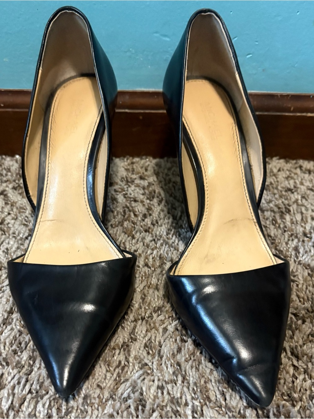 Michael Kors Black Leather Pointed D'Orsay Stiletto Heels